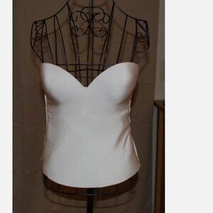 White Longline Corset Bra with Boning Padded Underwire Cups Bustier Back Hook